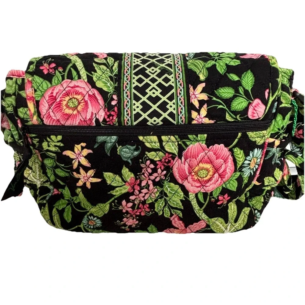 Vera Bradley Lindsay Botanica Crossbody Bag Green Black Floral‎ Shoulder Purse